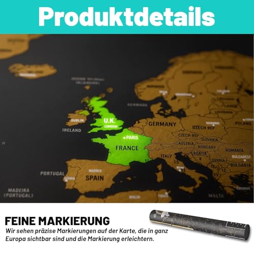Premium Scratch Map Mit Stylischem Schwarz-Gold-Design, Weltkarte Zum Rubbeln, Inklusive Praktischer Aufbewahrungsbox, Weltkarte Zum Pinnen, Ideal Für Reiseliebhaber Und Als Dekoratives Wandposter