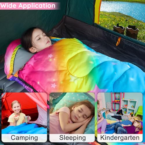 Image of FIOBEE Kids Sleeping Bag 3 Season Camping Sleeping Bags for Girls Toddler