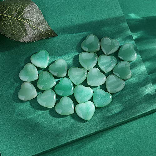 Image of QINJIEJIE 20 PCS Green Aventurine Natural Heart Healing Crystals Polished Crystal Cute Mini Stones Pocket Palm Love Gemstones Set Bulk Wholesale Reiki Energy Balancing Meditation Valentine's Day Gift