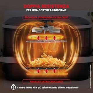 Moulinex Easy Fry XL Surface, Friggitrice ad Aria XL con Cestello Antiaderente e Finestra di Osservazione, 1,5 Kg, Tecnologia Extra-Crisp e Doppia Resistenza, Cottura fino a 230°, AL4018