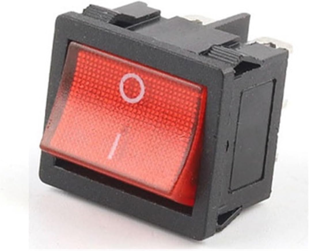 5PCS KCD2 24X21mm Electric Car Power Switch Red Black 4/6 Pin 2/3 Position 6A/10A 250V/125V ON-Off/ON-Off-ON/ON-ON Rocker Switch(6Pin Red Light,5 PCS)