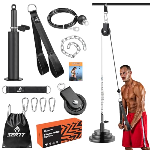 SERTT Sistema de polia para academia, com pino de carregamento 2 em 1 atualizado, para puxar tríceps para baixo, bíceps, ombro, costas, antebraço, equipamento de ginástica em casa