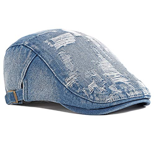 2 Pack Mens Denim Cotton Newsboy Cap Ivy Gatsby Driving Hunting Cabbie Hats (2 Pack-H) #TOP4