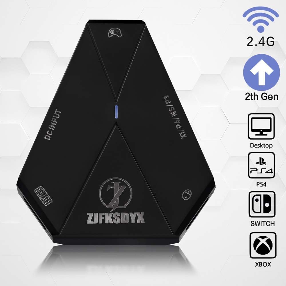 C91 Keyboard and Mouse Adapter with Video Game for PS4, Xbox One, Switch, PS3, PC - Supports Wireless Gaming Keyboard and Mouse, Supports 8 Sets of Custom Buttons.
