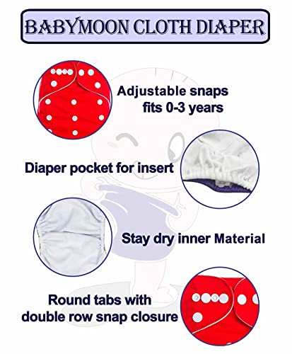 Image of Babymoon Washable & Reusable Cloth Diaper Pocket with Grey Insert Pack of 2