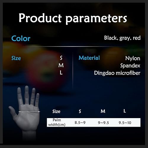Miniatura 6 de Guantes de billar para mano izquierda, guantes de billar para mano izquierda, 3 dedos, secado rápido, transpirables y antideslizantes, guantes