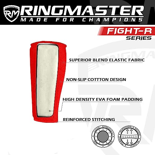 Ringmaster Elastic Shin Pads With Out Instep Leg Guard Cover Kickboxing Karate MMA Thai Martial Arts Training Weightlifting (Large - Image 4