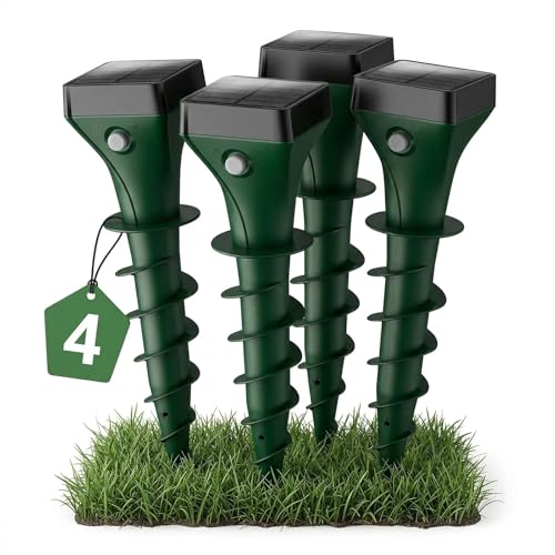 4er Pack Maulwurf Vertreiber Testsieger, maulwurfschreck Solar,Ultraschall wühlmaus vertreiben,Maulwurf vertreiben FüR Den Outdoor, Garten, Rasen WüHlmausschreck, wasserdicht und flüsterleise