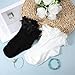Exclaith 2 Pairs Ruffle Ankle Socks Women Black and White Laces Ruffle Sock Big Frilly Cotton Sock Cute Princess Ankle-Dress Lace Socks with Bow