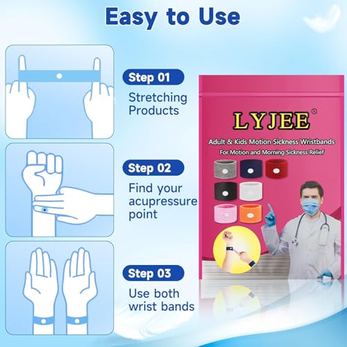 Image of Motion Sickness Bracelets for Adults and Kids Motion Sickness Bands Nausea Relief for Pregnant Women Acupressure Nausea Relief for Car, Sea, Air Sickness