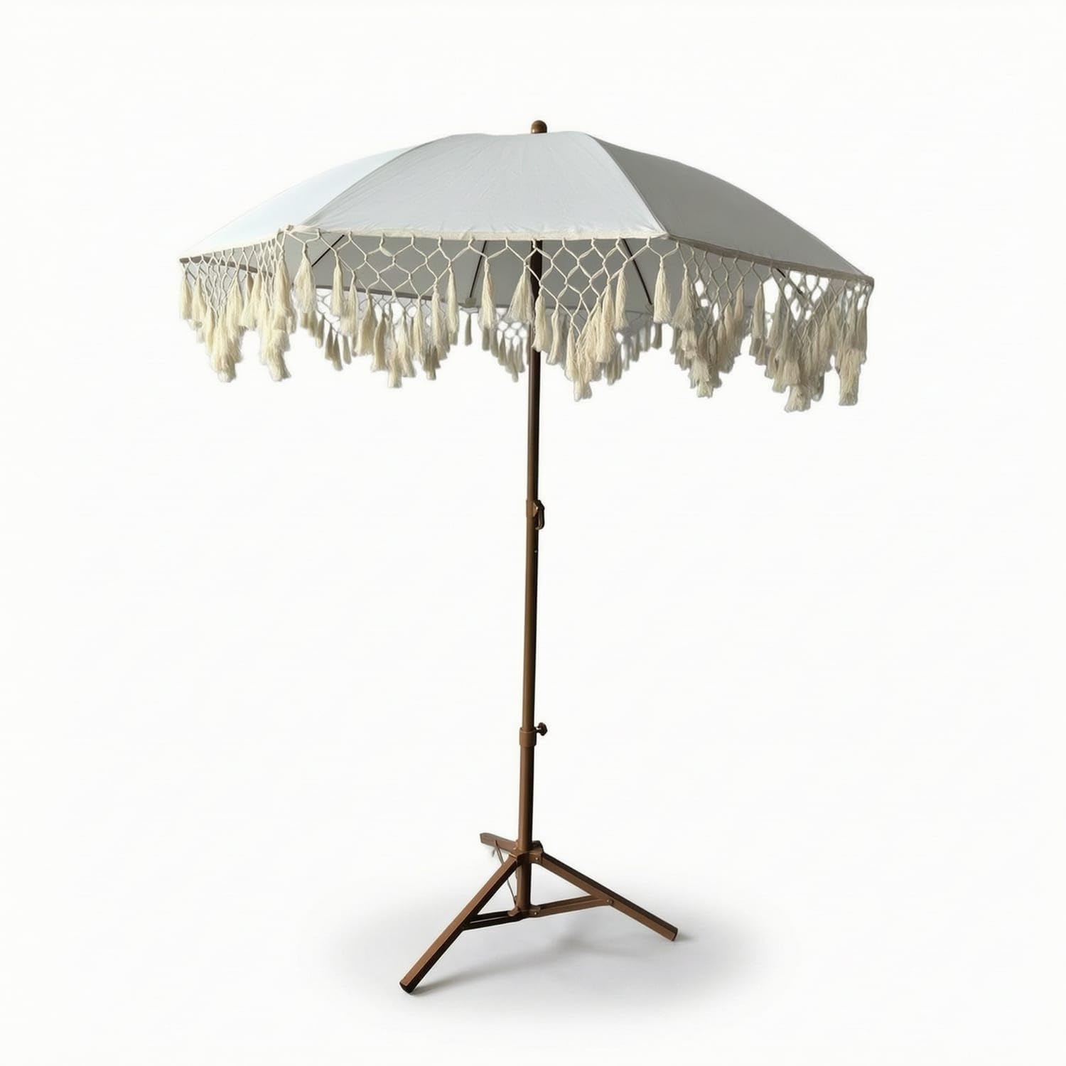 Decorative Boho Outdoor Umbrella with Tassels Tasseled Patio Umbrella with Tassels for Garden, Courtyard, Woven Tassel W Base-image-40