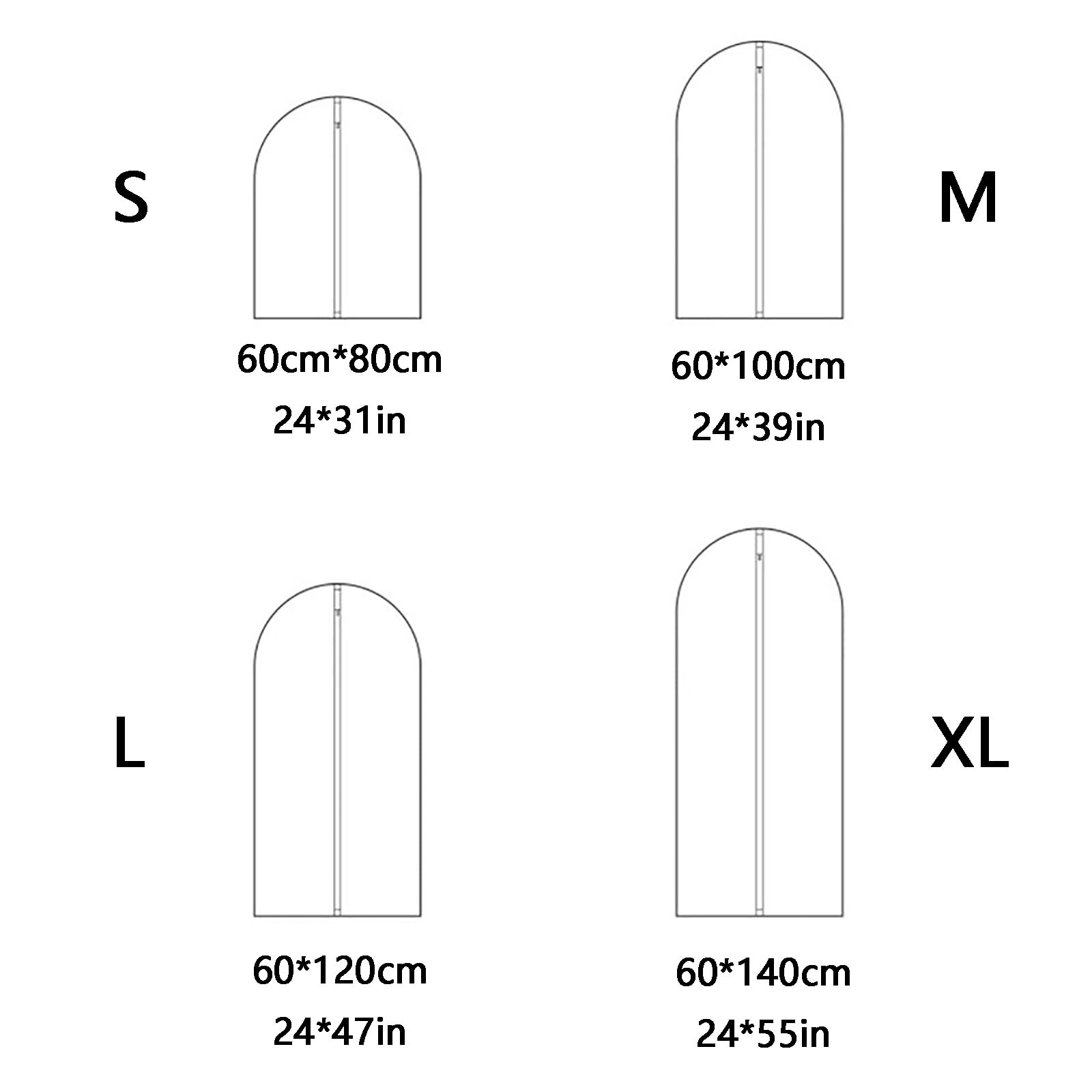 funda para perchas, Bolsa for colgar ropa, for, fundas translúcidas for con cremalleras, for vestidos, trajes(60 * 140cm/24 * 55in)
