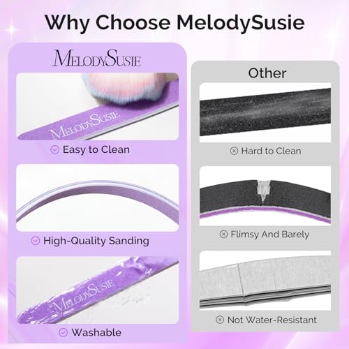 Image of MelodySusie 2Pcs Professional Nail Files 100 /180 Grit, Double Sided Straight Shape Emery Boards for Acrylic, Gel and Natural Nails, Manicure Pedicure Shaping Tools for Home Salon, Purple
