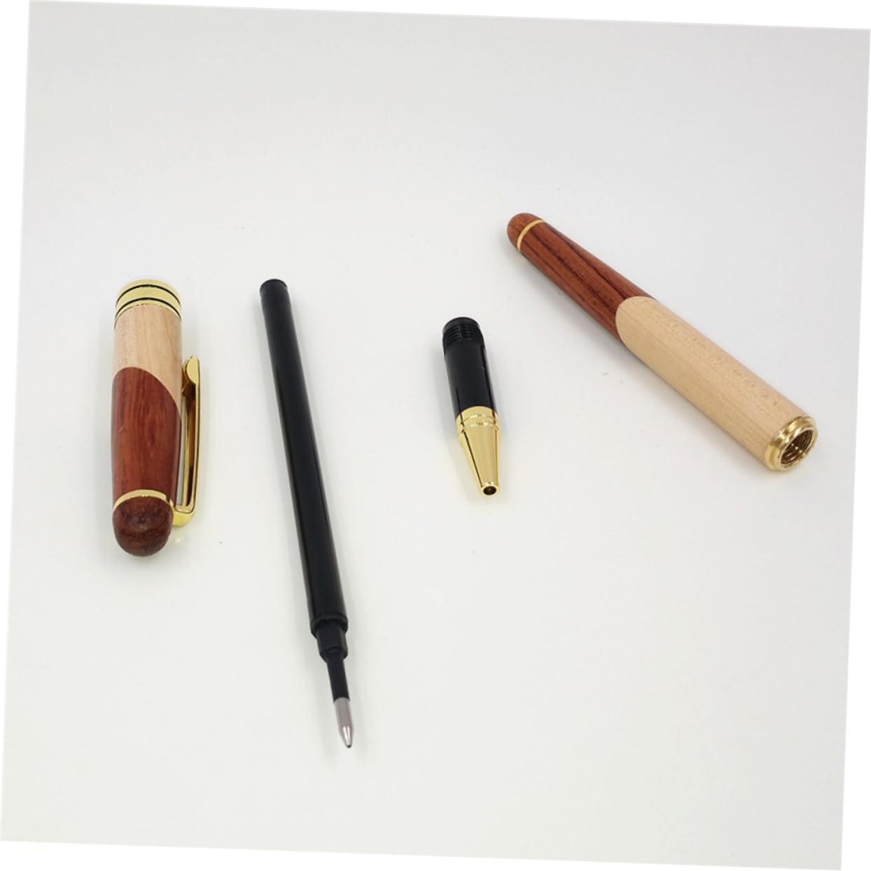 SEWACC Elegantes Kugelschreiber Set aus Rosenholz mit Holzkiste Bürobedarf und Tintenstift für Schule und Büro Praktischer Füller für Sanftes Schreibvergnügen