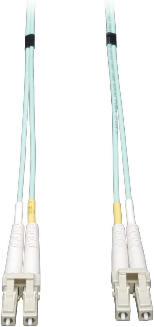 Duplex Multimode 50/125 OM3 Fiber Patch Cable, LC/LC Connectors, Up to 10 Gigabit Speeds, Aqua LSZH, 6 Feet / 2 Meters, Lifetime Warranty (N820-02M)
