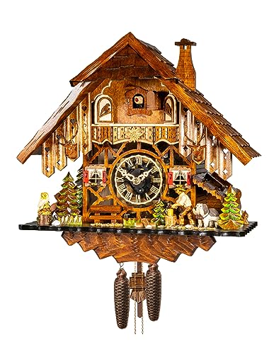 Engstler Cuckoo Clock Black Forest House with Moving Wood Chopper