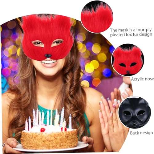 KELINFONG Fur Fox Halloween Mask, Therian Furry Faux Wolf Mask,Fluffy Animal Cosplay Mask for Carnival Women Adult Masquerade - image 5