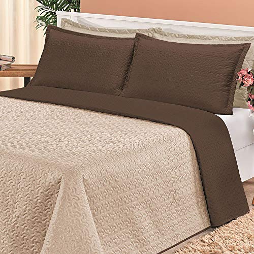 Cobre Leito Casal Montana 03 Peças Microfibra Em Estampa Digital Tabaco