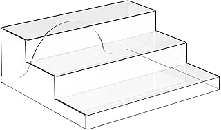 Yieach 3 Tiered Acrylic Display Stands for Cupcake Stand,Perfume Shelf Organizer,Figure and Funko Pop Display,No Installation,Clear Table Risers Display Stands for Collectibles,Makeup and Dessert,1PCS