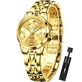 OLEVS Watch Women Gold Watches for Women Waterproof Dress Original Analog Quartz Adjustable Diamond Fashion Casual Classic Easy Read Round Stainless Steel Water Resistant Ladies Small Wrist Watch Woman Lady Female Wristwatch
