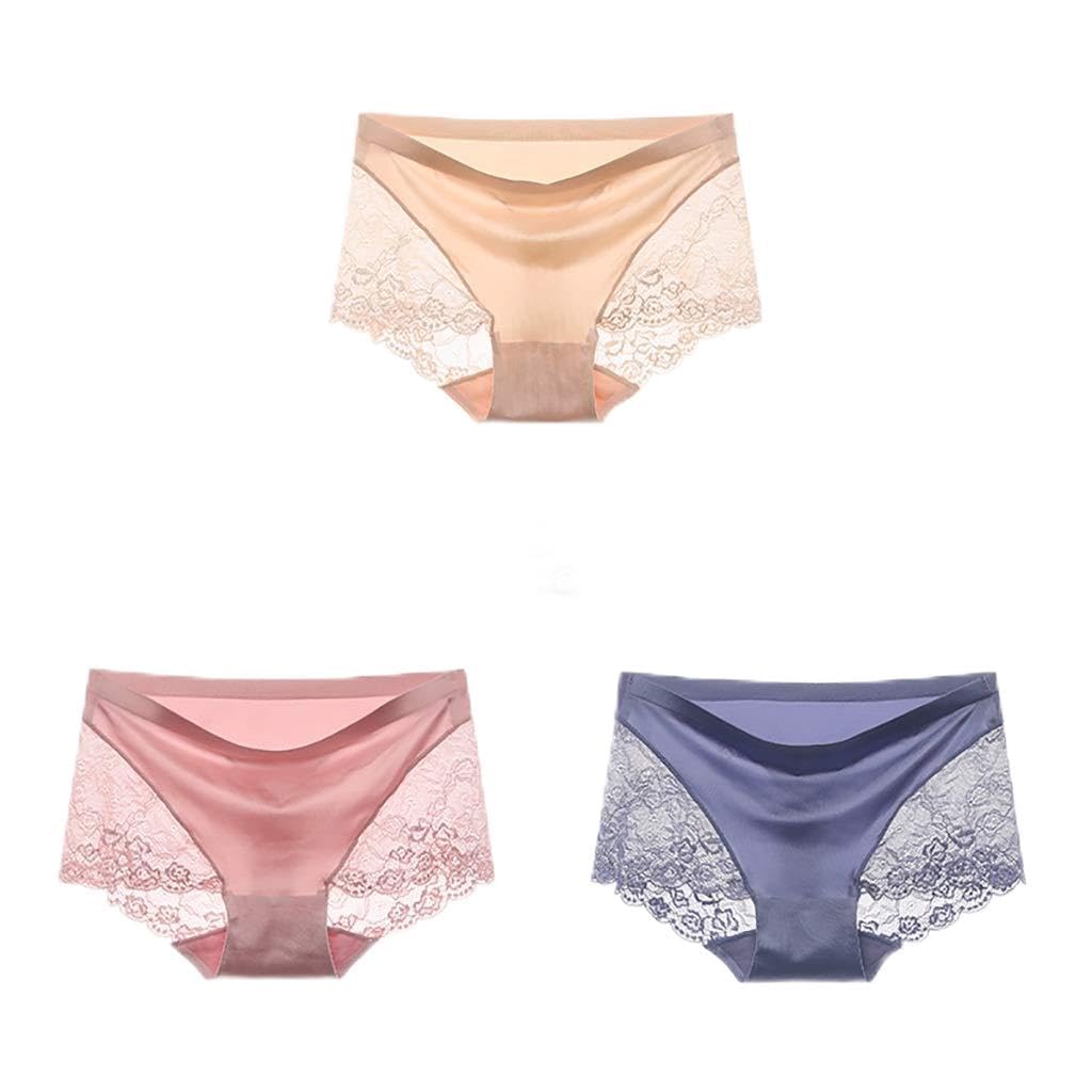 FRINZA Mutande Bikini Slip Pura Sexy Floreale Mutande Biancheria Intima Femminile Cotone Elasticizzato Thong Panty Pizzo Mutandoni, Confezione da 3(Lxm11286,XL)