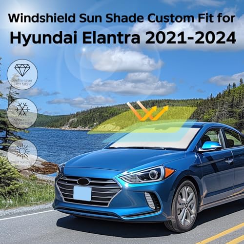 Windshield Sun Shade Car Sunshade for Hyundai 2020-2026 Windshield Cover for 2022 2023 Elantra 240T Reflective Foldable Front Window Sun UV Blocker Ultimate Protection Upgrade Car Interior Accessories