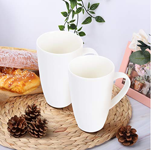 fanquare Juego de Tazas de Café Blancas, Juego de 4, Taza Grande de Porcelana para Capuchino, Café, Té, Cacao, 600ml - Imagen 5