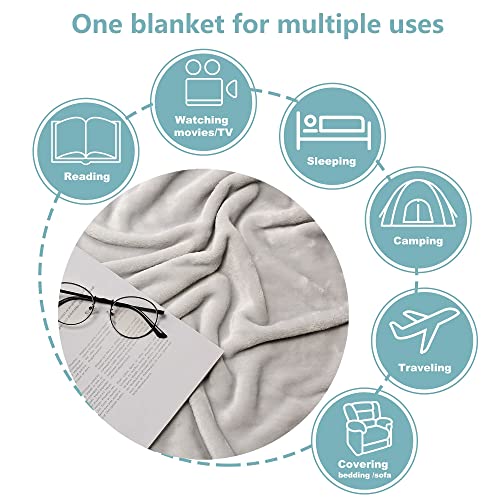 Nanpiper Fleece Blankets, Super Soft Flannel Queen Size Blanket For Bed, Luxury Cozy Microfiber Plush Fuzzy Blanket,Light Grey #TOP7