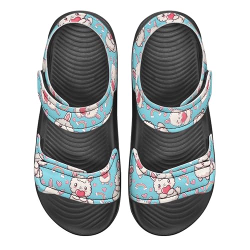 Toddler Girls' Double Hook and Loop Sandals with Print, Anti-Slip, Comfort, Stable for Learning Walking, Beach2