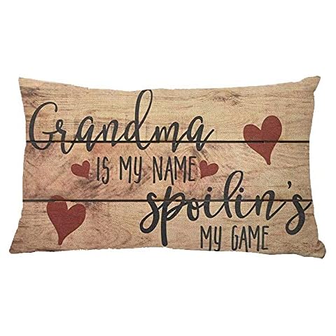 ZYCH Grandma is My Name Spoilin's My Game Cotton Linen 12''X20'' Square Throw Pillow Case Cushion Cover for Home Sofa Bedding Cover