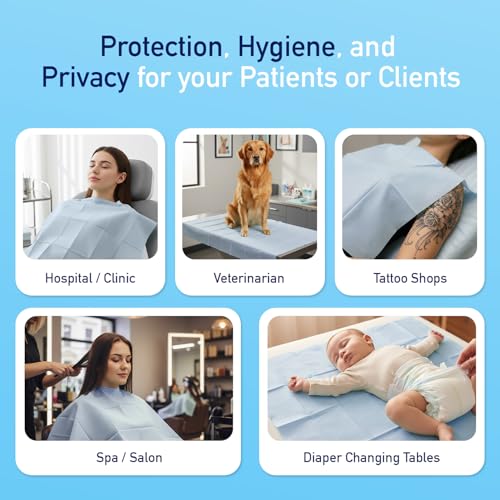 Image of Dynarex Disposable Drape Sheets - 40 inch x 60 inch (Case of 100), Blue, 2-Ply Tissue Paper for Patient Privacy, Exams, and Procedures