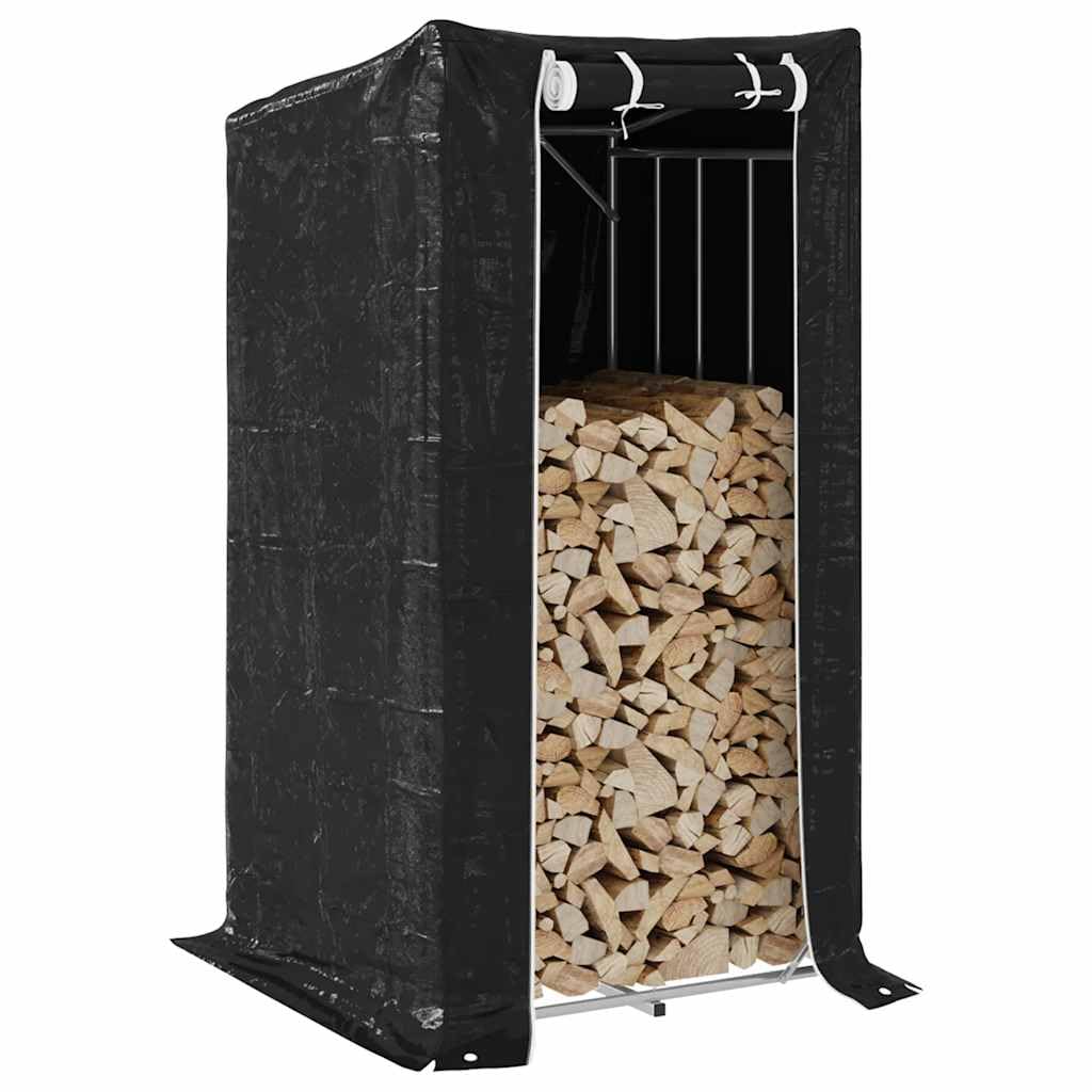 Estantería para leña con protección contra la lluvia, 100 x 100 x 200 cm, de acero galvanizado, para guardar leña para chimenea, para exteriores, funda para lluvia con cremalleras, máx. 180