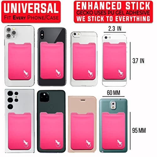 Gecko Travel Tech Pink Phone Wallet Stick on - Card Holder for iPhone - Pink Card Holder for Women - PINK WHITE - Thumbnail 6