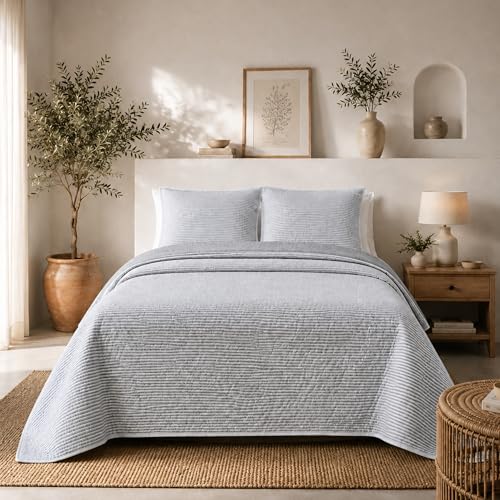MONTSE INTERIORS Colcha Cama 180/200 de Verano Reversible con Cuadrantes | Cubrecama Ligero de Microfibra Acolchada para Cama | Bouti | Colcha Suave, Transpirable para Primavera y Entretiempo