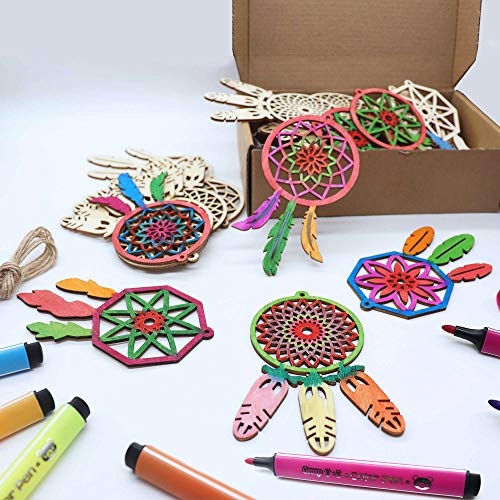 40Pcs Wooden Diy Dream Catchers Kits For Kids Girls Womens Decorative Hanging Ornaments To Paint, Spring Decorations Dream Catchers For Home Easter Decorations Easter Ornaments For Tree Home Decor #TOP2