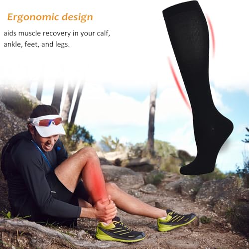 Image of ZMD 3 Pairs Compression Socks for Women & Men Travel Knee High Comfort Support Socks Travel Compression Socks for Athletic Running Cycling