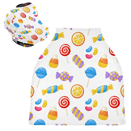 かわいいかわいいキャンディスウィートベビーカーシートカバーキャノピー伸縮性看護カバー幼児用母乳の男の子の女の子のための通気性防風冬のスカーフ