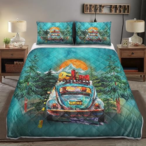 ARIGHTEX Green Cottage Quilt Set, 3 Pieces Lightweight Summer Quilt Set Twin(68