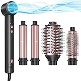 5-in-1 Hot Air Styler Wrap, High-Speed Hair Dryer Brush Blow Dryer with 2 Auto Wrap Curlers for Curling, Straightening, Volumizing, Fast Drying & Frizz-Free Styling for All Hair Types