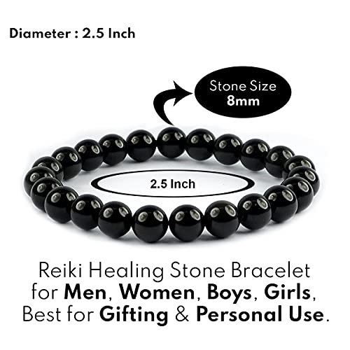 Image of Reiki Crystal Products Certified Natural Crystal Stone 8 mm Round Beads Bracelet for Men and Women | Reiki Charged Gemstone Bracelets | Multiple Stone Variants Available