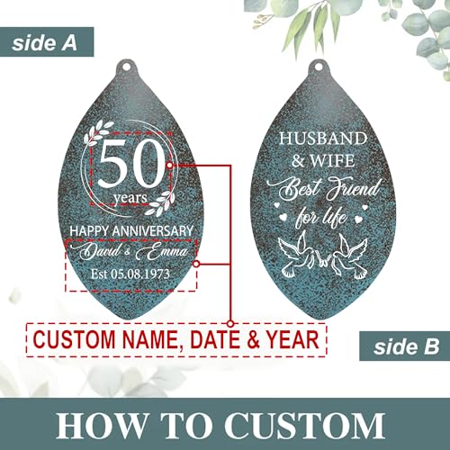 Image of ASTARIN Personalized 20th 50th Anniversary Wind Chime, Happy Anniversary Wedding Valentine's Day Gift for Wife Husband Men Women Sister, Keepsake Decorations for Parents Couples