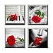 The Nisha Art Adesivi 3D Magici da Muro in Vinile Sticker Decalcomania Fai-da-Te, Set da 4, Rose Rosse