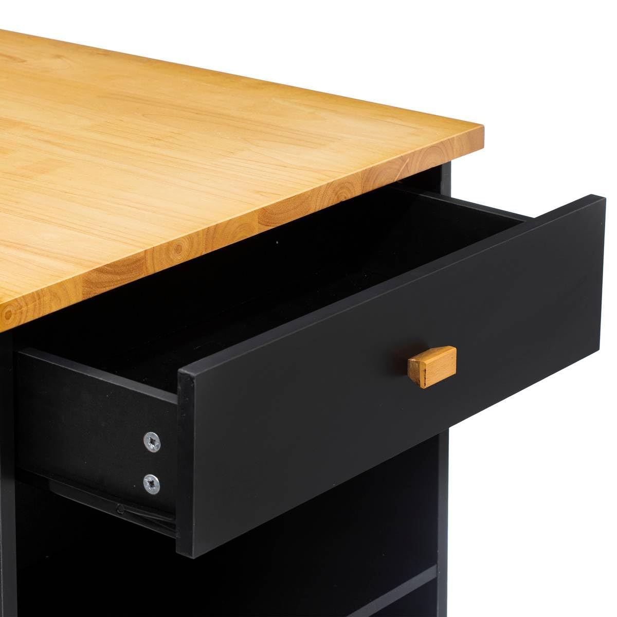 5five - isola da cucina su rotelle, legno, nero