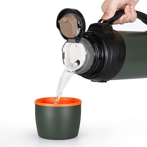 Vista 8 de Termos de café grandes de 85 onzas para viajes, jarra de agua aislada, botella clásica al vacío con taza de plástico, termo de acero inoxidable