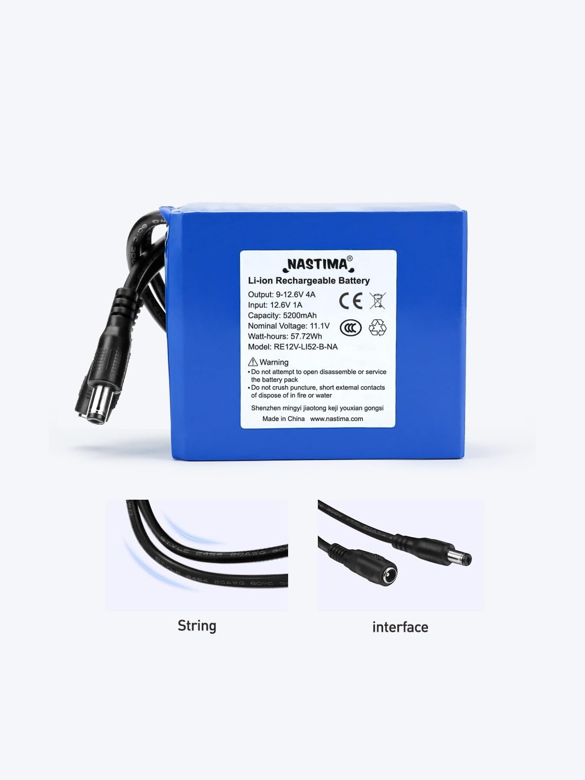 NASTIMA DC12V akumulator litowo-jonowy 5200mAh do bezprzewodowych urządzeń