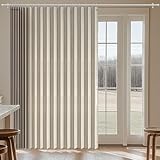 Jilron 100% Blackout Curtains Patio Door Curtain Accordion Door Sliding Door Curtains Extra Wide Blackout Curtains Used for Room Divider(Beige 98