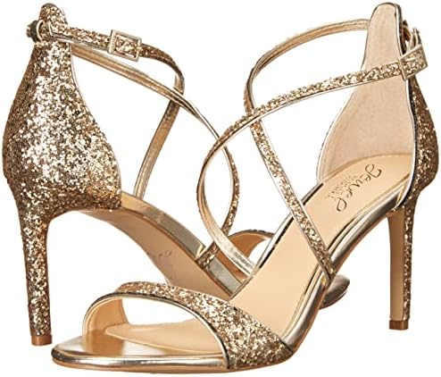 Badgley Mischka Women's Dimitra Heeled Sandal, Gold Glitter, 8.5 | Image 6