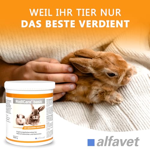 Alfavet RodiCare Basic, Kräuterpellets, rohfaserreich, Ergänzungsfuttermittel für Meerschweinchen und Kaninchen, 1000g Dose