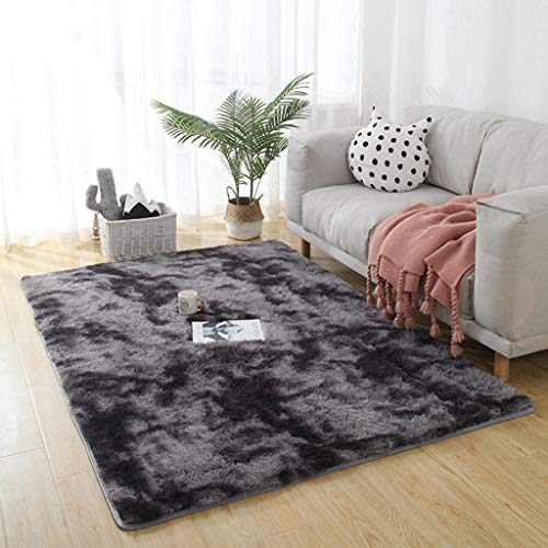 AMZERO Alfombras de Habitacion Alfombras Salon Pelo Largo Alfombras Baratas Rectangular Acogedor Moquetas para Sala de Estar, Dormitorio, sofá, Suelo, Gris Oscuro 120x220cm