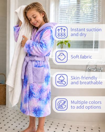 JiAmy Girls Hooded Fleece Robe (Various) - image 5